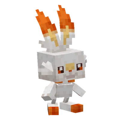 Scorbunny, o modelo do Cobblemon